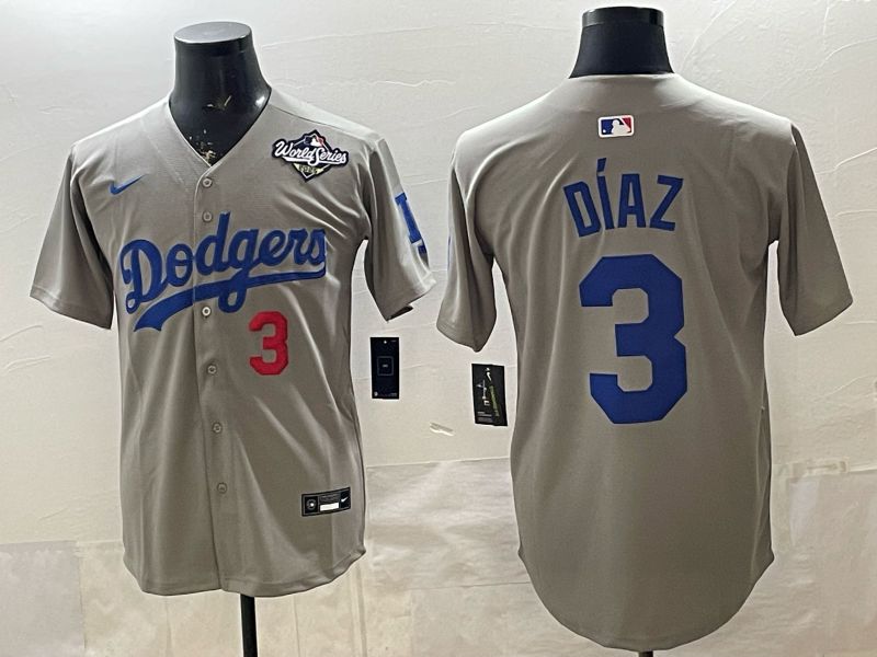Men 2026 Los Angeles Dodgers #3 Diaz Grey Game Nike MLB Jersey style 008